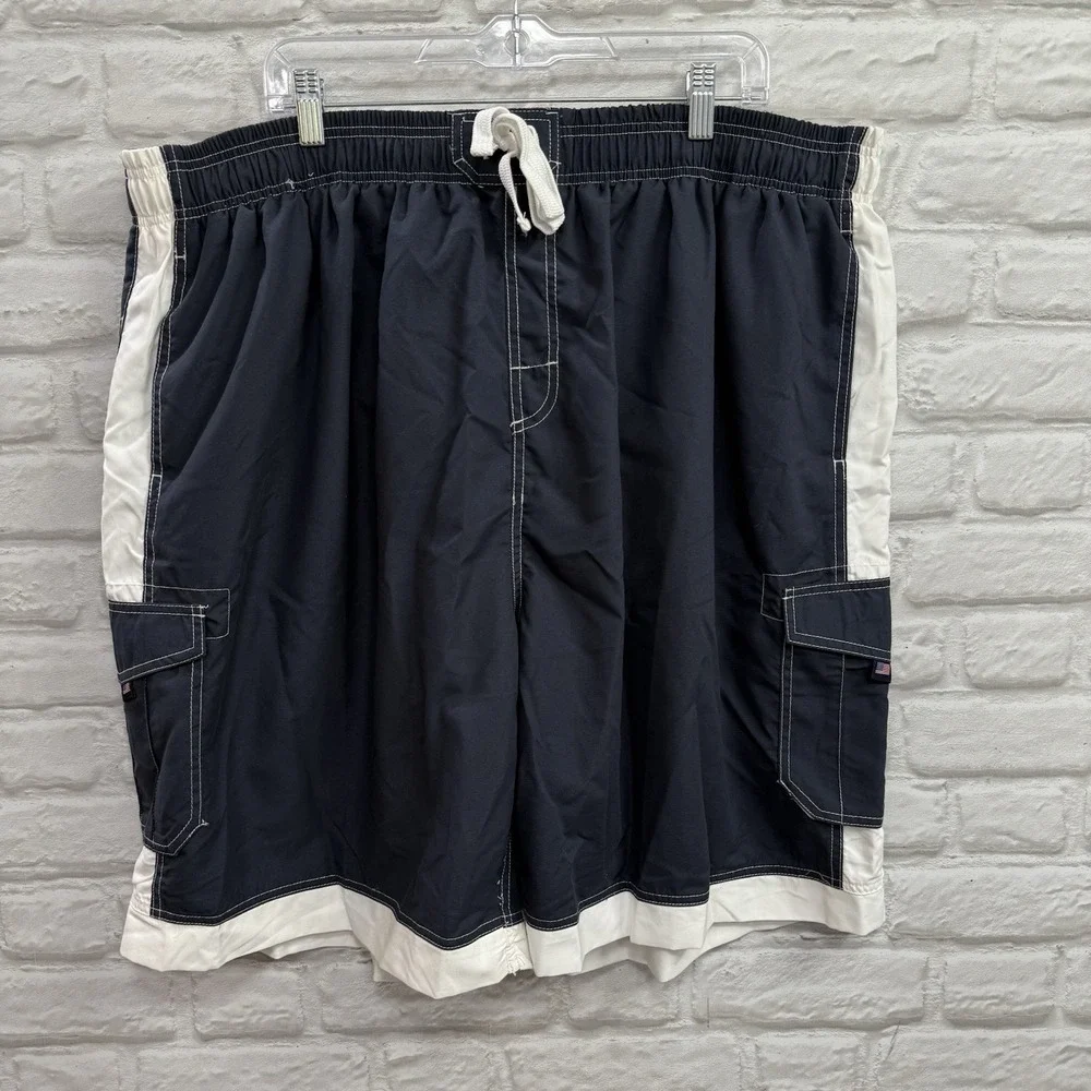 Men's U.S. Apparel Swim‎ Shorts Board Shorts Navy Blue/White 